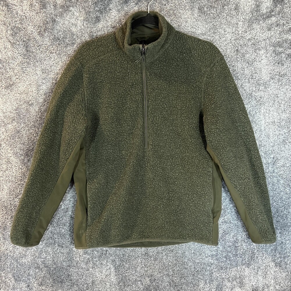 Lululemon Pullover Mens Small Green Tundra Wool Blend Sherpa Fleece Half Zip